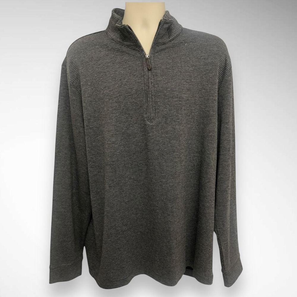 VINEYARD VINES Bluffs 1/4 Zip Gray &‎ Black Houndstooth Pullover XL | NWT